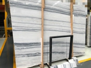 China Snow Grey Wood Marble Slab