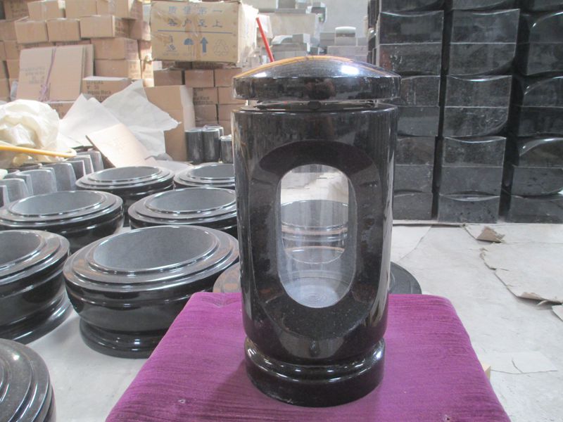 Absolute Black Granite Grave Memorial Candle Lanterns