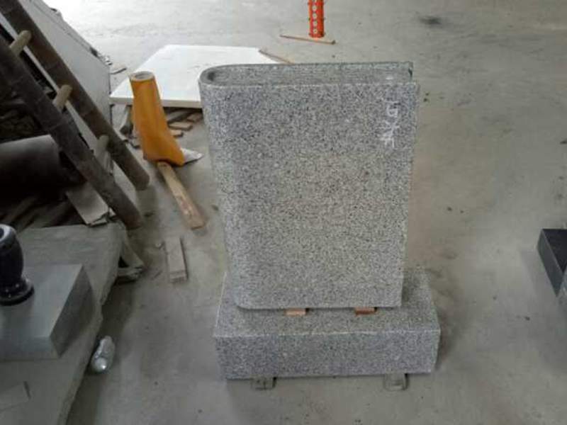 Bianco Crystal Grey Granite Book Shaped Markers Headstone