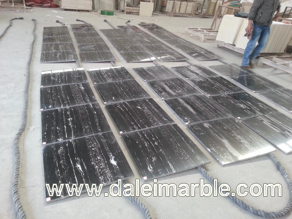 Silver White Black Marble