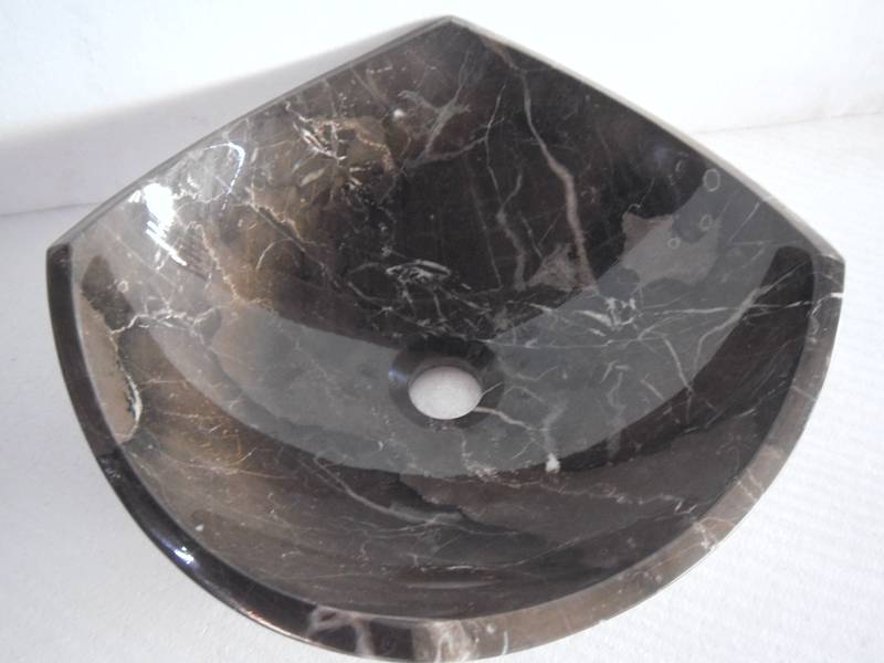 Arched Edges Dark Emperador Bathroom Vessel Marble Sink