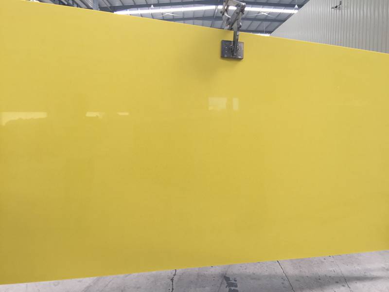 Pure Yellow Artificial Quartz Stone Counter Tops Slabs