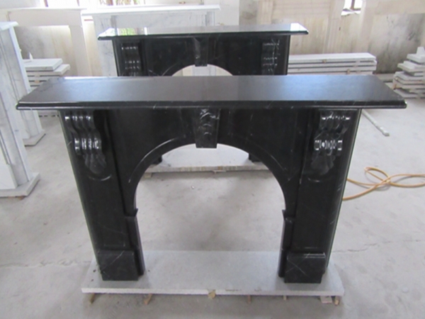 Marquina Nero Black Marble Fireplace Mantel Engraving