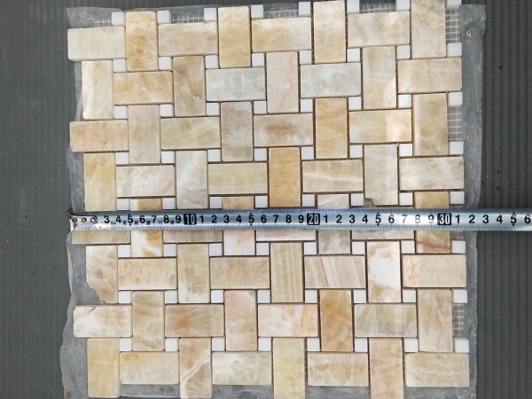 Yellow Onyx Basketweave Mosaic Wall Tiles