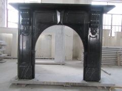 Marquina Nero Black Marble Fireplace Mantel Engraving