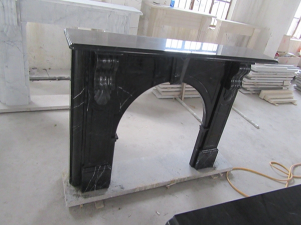 Marquina Nero Black Marble Fireplace Mantel Engraving