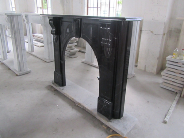 Marquina Nero Black Marble Fireplace Mantel Engraving
