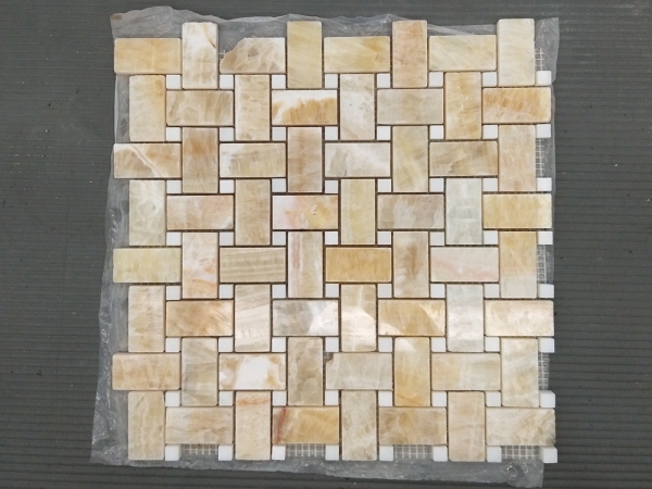 Yellow Onyx Basketweave Mosaic Wall Tiles