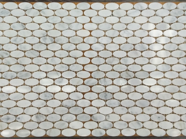 Carrara White Marble Oval Mosaic Tile Precut