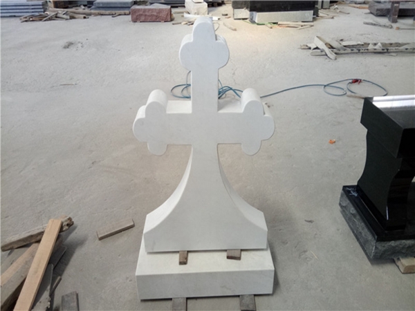 White Jade Marble Upright Custom Cross Headstones