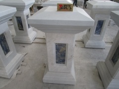 White Blue Marble Column Pillar