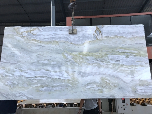 Blue Sea White Marble Emerald Countertop Slab