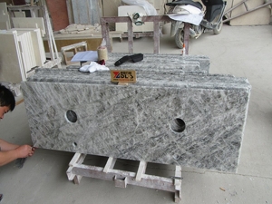 Silver Grey Marble Square Vanity Tops Sink Top