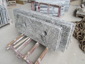 Silver Grey Marble Square Vanity Tops Sink Top