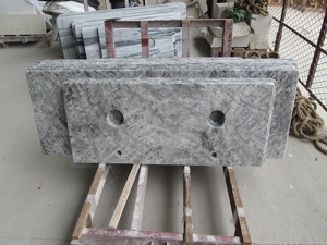 Silver Grey Marble Square Vanity Tops Sink Top