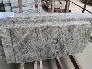 Silver Grey Marble Square Vanity Tops Sink Top