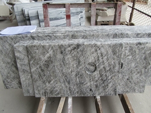 Silver Grey Marble Square Vanity Tops Sink Top