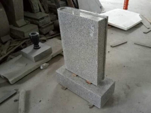 Bianco Crystal Grey Granite Book Shaped Markers Headstone