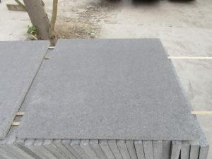 Flamed Brushed Jet Black Granite Floor Step Tiles