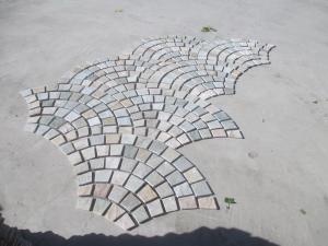 Yellow Wood Grain Slate Cubes Mesh Cobble Stone