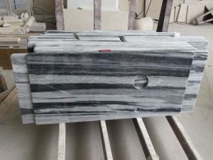 Blue Galaxy Grey Marble Prefab Bathroom Countertops