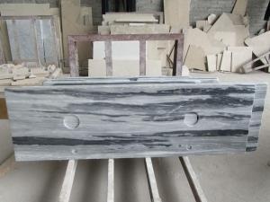 Blue Galaxy Grey Marble Prefab Bathroom Countertops