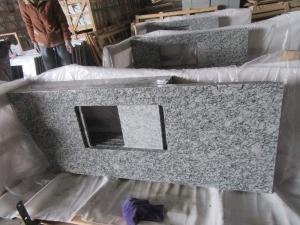 Custom Precut Spray White Wave Granite Countertop