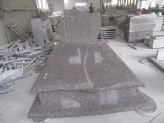 G664 Granite Poland Style Double Tombstones With Headstone