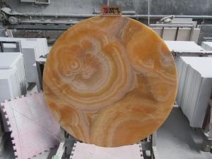 Orange Jade Marble Dining Stone Table Round Top