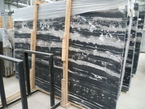 Popular China Silver Dragon Black Marble Polished Big Slabs