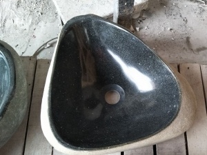 Polished Natural River Stone Bowl Bathroom Wash Sink