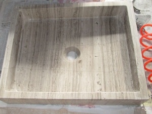 Polished Grey Wood Marble Square Bathroom Vanity Sink