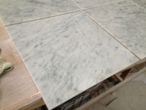 Polished White Carrara Marble Bathroom Floor Tile