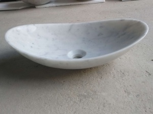 Carrara White Marble Vanity Top Oval Wash Sink