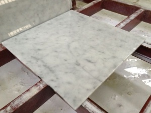 Polished White Carrara Marble Bathroom Floor Tile
