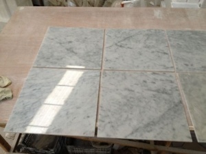 Polished White Carrara Marble Bathroom Floor Tile