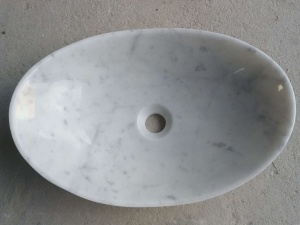 Carrara White Marble Vanity Top Oval Wash Sink