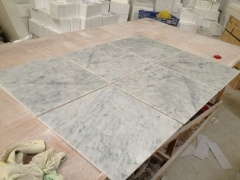 Polished White Carrara Marble Bathroom Floor Tile