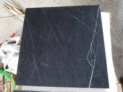 Nero Marquina Honed Marble Tile With White Veins