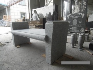 Polished G603 Granite Garden Gravestone Custom Cemetery Benches