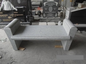 Polished G603 Granite Garden Gravestone Custom Cemetery Benches