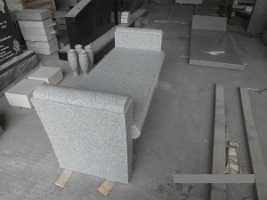 Polished G603 Granite Garden Gravestone Custom Cemetery Benches