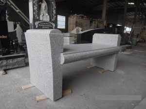 Polished G603 Granite Garden Gravestone Custom Cemetery Benches