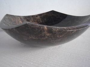 Arched Edges Dark Emperador Bathroom Vessel Marble Sink