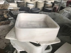 Guangxi White Marble Modern Wash Basin Square Sink