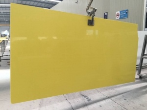 Pure Yellow Artificial Quartz Stone Counter Tops Slabs