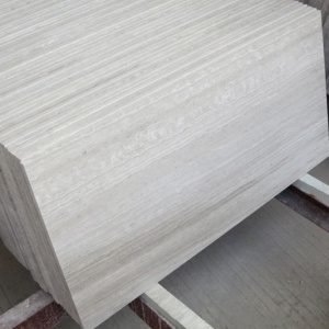 White Wooden Grain Marble Tile Polished Wall Cladding Panel