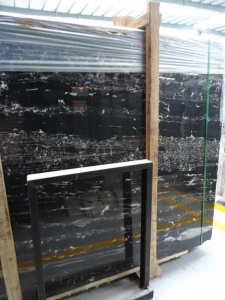 Silver Portoro Marble Tiles Silver Dragon Black Marble Slabs Cut to Size Project
