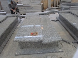 G623 Grey Granite Double Gravestones Tombstone