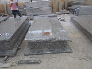 G623 Grey Granite Double Gravestones Tombstone